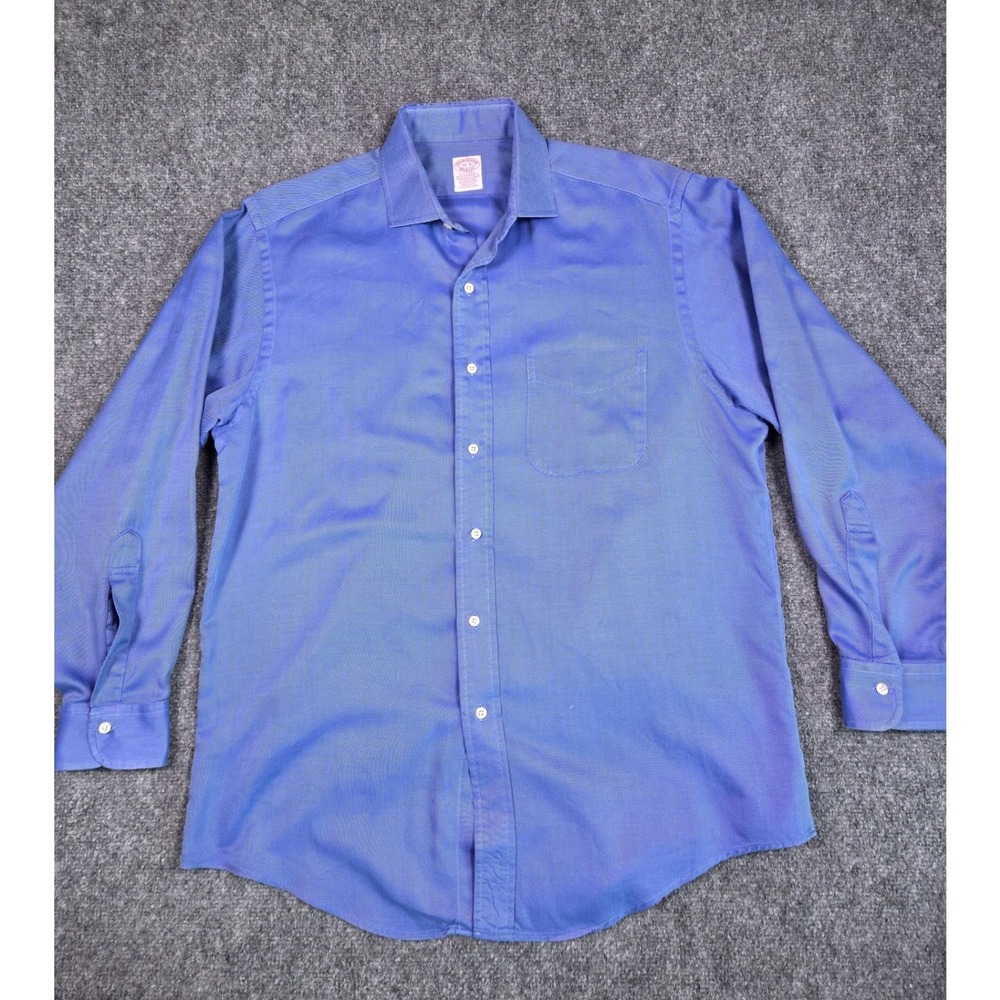 Brooks Brothers Makers Button Down Mens 16-3 Blue Twill Long Sleeve USA Made